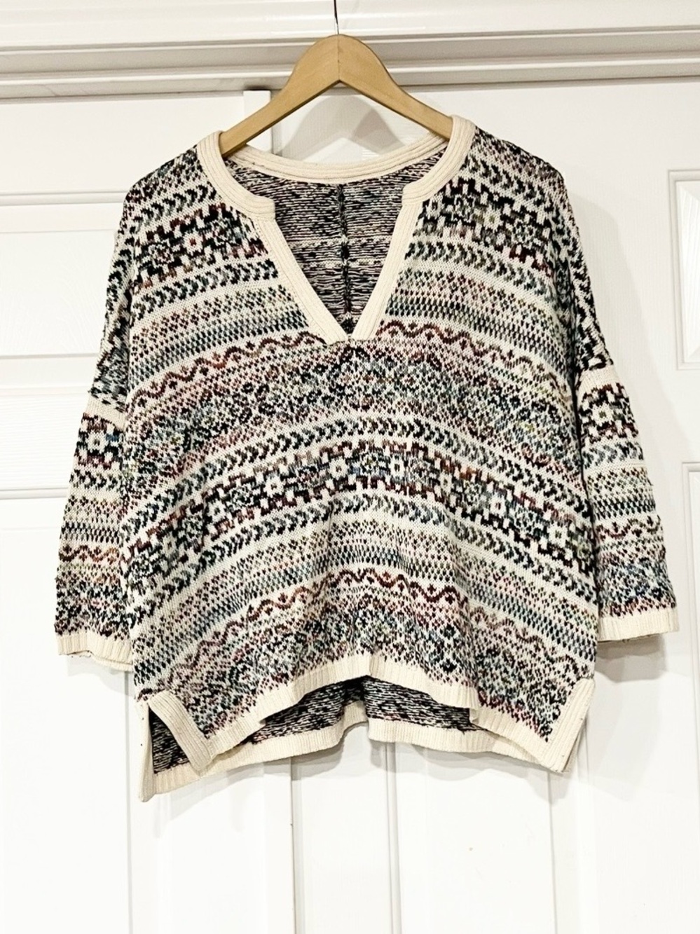 Peruvian Connection | Fair Isle Saphir Nordic Cotton Pullover Sweater